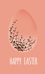  Happy easter. Willow  branch in the easter egg Design for greeting card, banner, poster and a print on a different product. EPS10.