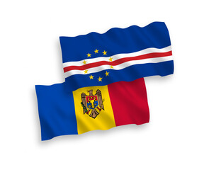 Flags of Republic of Cabo Verde and Moldova on a white background