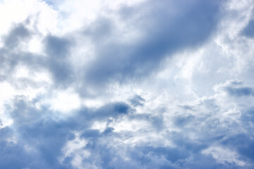 Cloudscape. The sky before the rain. Cloudy sky, blue clouds in bad weather. Abstract natural background with space for text.