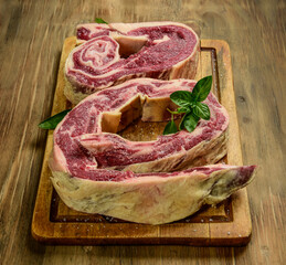 Cow ribs presented on the table, Patagonia Argentina.