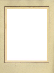 Vintage paper photo frame of an antique photo album with a passepartout bordering a blank space. - 481157952