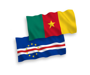 Flags of Republic of Cabo Verde and Cameroon on a white background