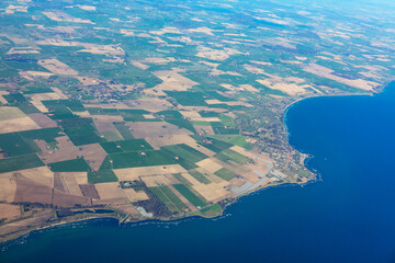 Scandinavia coast view from above . Sweden and Baltic Sea coastline aerial view 