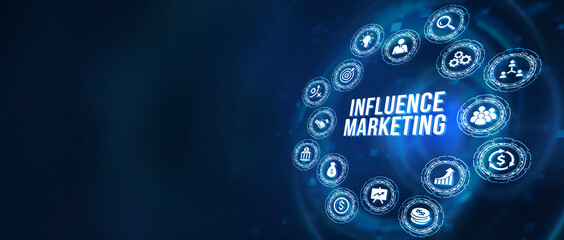 Internet, business, Technology and network concept. Influencer marketing concept. 3d illustration.
