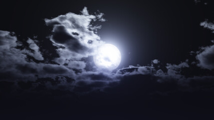 Naklejka na ściany i meble full moon at night cloud sky, illustration