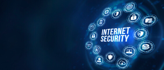 Internet, business, Technology and network concept. Cyber security data protection business technology privacy concept. 3d illustration