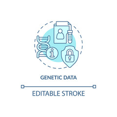 Genetic data turquoise concept icon. Personal data protection. Safety abstract idea thin line illustration. Isolated outline drawing. Editable stroke. Roboto-Medium, Myriad Pro-Bold fonts used