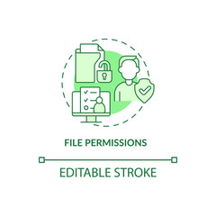 File permissions green concept icon. Sensitive data Integrity abstract idea thin line illustration. Isolated outline drawing. Editable stroke. Roboto-Medium, Myriad Pro-Bold fonts used