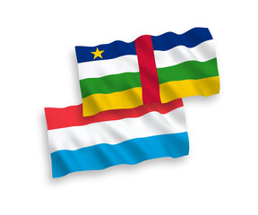 Flags of Central African Republic and Luxembourg on a white background