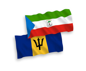 Flags of Republic of Equatorial Guinea and Barbados on a white background