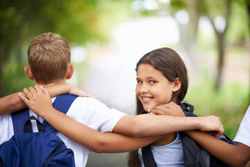 They love school. Cropped shot of elementary school kids.