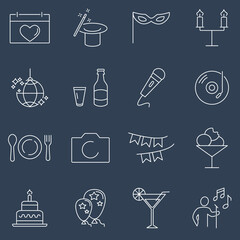 party icon set . party pack vector elements for infographic web. with trend color