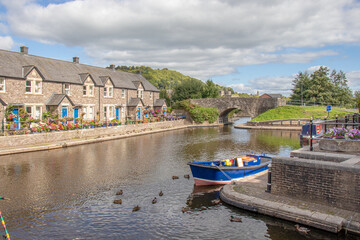 Brecon town center in the summertime.
