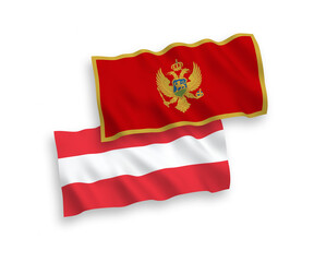 Flags of Austria and Montenegro on a white background