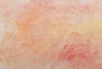 Fototapeta premium Orange peach red hand painted gouache sponged background