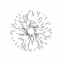 Obraz premium Sun rays hand drawn, linear drawing.