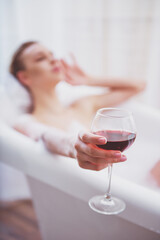 Woman taking a bath