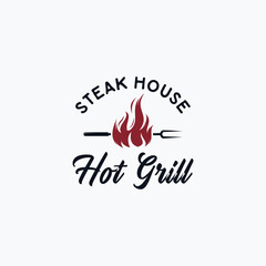 Grill and barbecue logo vector illustration steak house