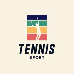 Vintage tennis club logo design vector illustration