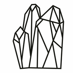 Mystical crystal. Vector print outline of minerals