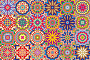 24 seamless textures for creativity. Pattern in kaleidoscope style.