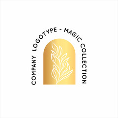 Magic Gold Logo. Mystical composition.  Boho style and esoteric.