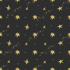 Fototapeta na wymiar Night sky pattern. Vector magic seamless pattern