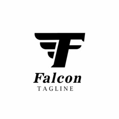 Point Letter F Logo. Falcon Lettering Design Vector with wings