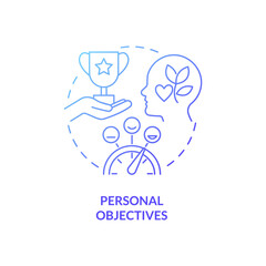 Personal objectives blue gradient concept icon. Human resources management abstract idea thin line illustration. Isolated outline drawing. Roboto-Medium, Myriad Pro-Bold fonts used