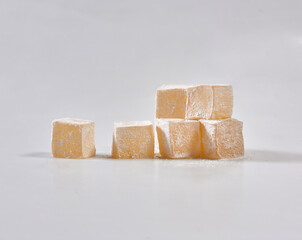 Turkish delight isolated on white background.