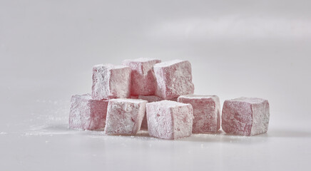 Turkish delight isolated on white background.
