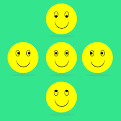 set of smileys looking up down left right 