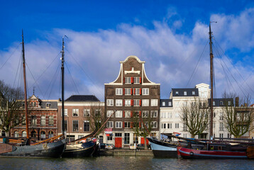 View over a harbour in the Dutch city Dordrecht