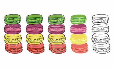 Macaroon. Sweet food. For celebration decoration design. Cooking background.