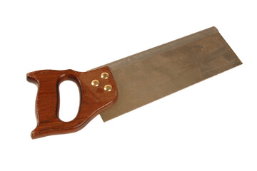 A used, dirty mitre saw isolated on a white background.