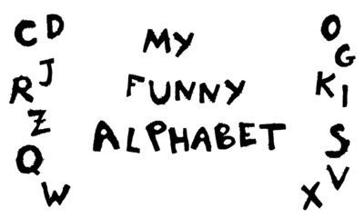 creative vector alphabet funny font hand drawn childish textured letters black on white background