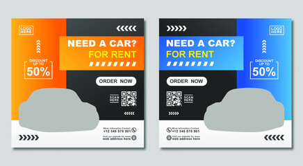 Car rent banner for social meda post template