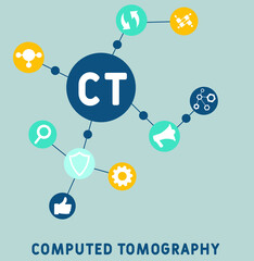 CT - Computed Tomography  acronym. business concept background.  vector illustration concept with keywords and icons. lettering illustration with icons for web banner, flyer