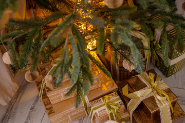 beautiful from the lights from the garlands on the spruce