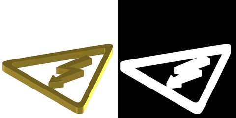 3D rendering illustration of a high voltage electric shock symbol