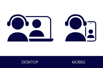 Icons Set Operator Interpreter Desktop Mobile