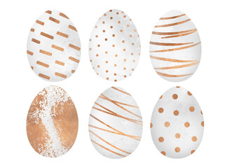 Easter Egg Decor Set. Watercolor illustration isolated on white background. 