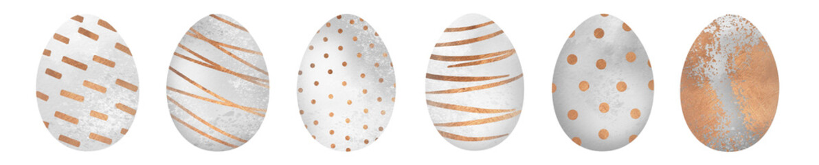 Watercolor Easter Eggs Decoration. Hand Drawn illustration in Watercolour style isolated on white background. 