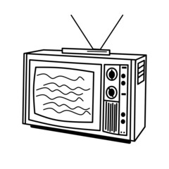 old television illustration in black and white