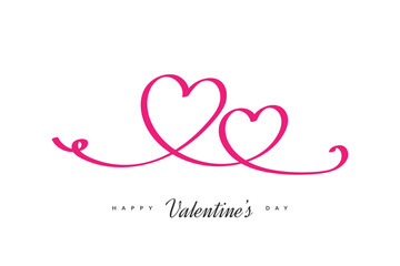 Two Connected Red Hearts Isolated on White Background. Valentine's Day Background for Wallpaper, Flyers, Invitation, Posters, Brochure, Banner or Postcard