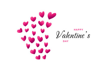 Pink Flying Hearts with Happy Valentine's Day Greetings Isolated on White Background. Valentine's Day Background for Wallpaper, Flyers, Invitation, Posters, Brochure, Banner or Postcard