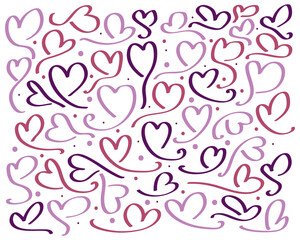 Cute Doodle Heart Illustration with Hand Drawn Style Isolated on White Background. Valentine's Day Background for Wallpaper, Flyers, Invitation, Posters, Brochure, Banner or Postcard