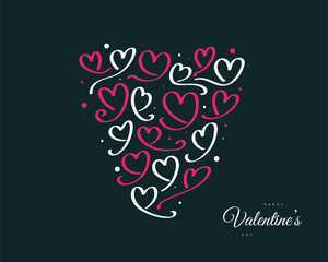 Cute Red and White Doodle Heart Illustration for Valentine's Element. Valentine's Day Background for Wallpaper, Flyers, Invitation, Posters, Brochure, Banner or Postcard