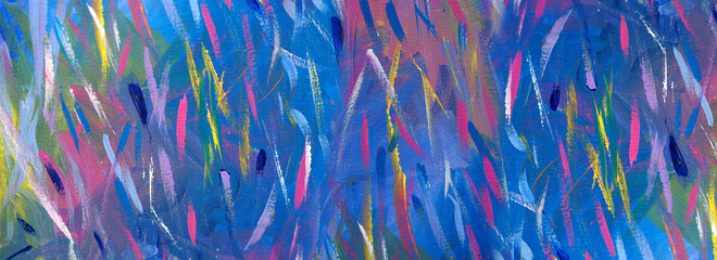 Hand draw painting abstract art panorama background colors texture design illustration..