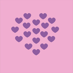 Valentine's Day pink background purple hearts